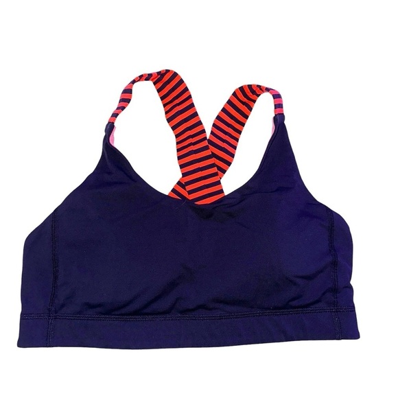 Lululemon All Sport Bra III Orange Stripe Navy Flare size 2 - Picture 2 of 5